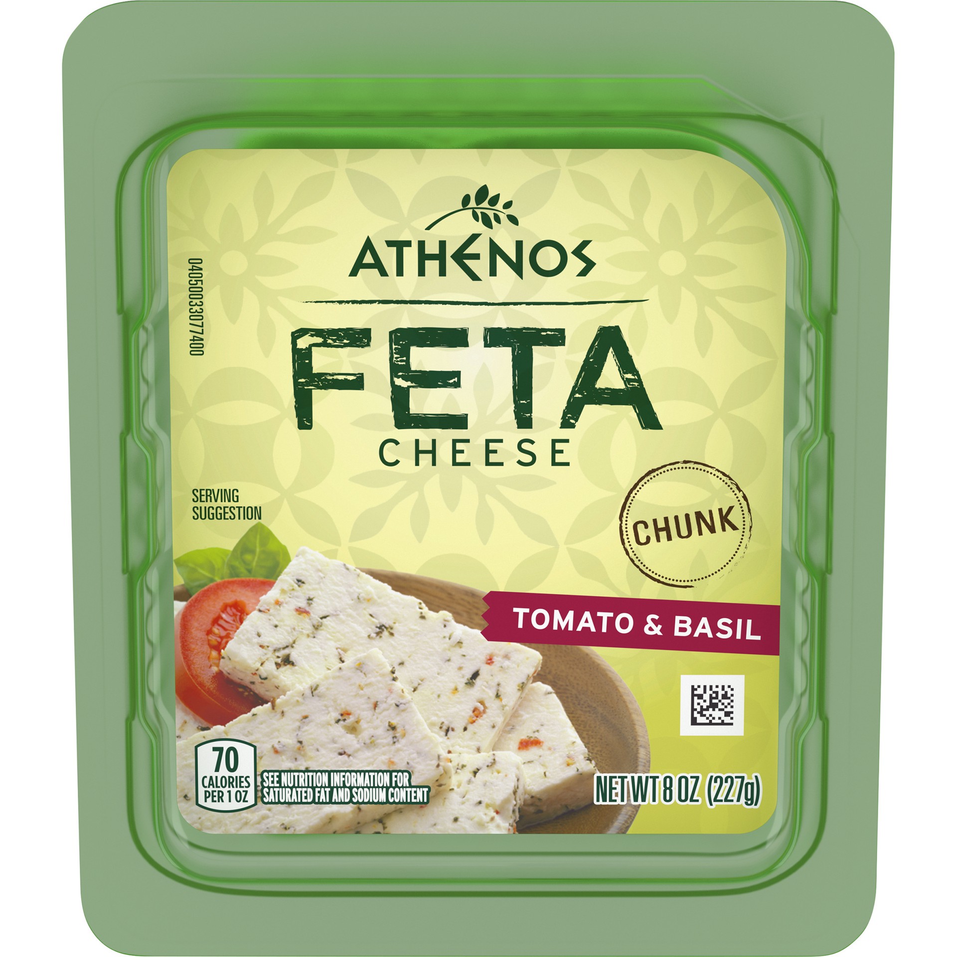 slide 1 of 8, Athenos Tomato & Basil Feta Cheese Chunk, 8 oz Tub, 8 oz