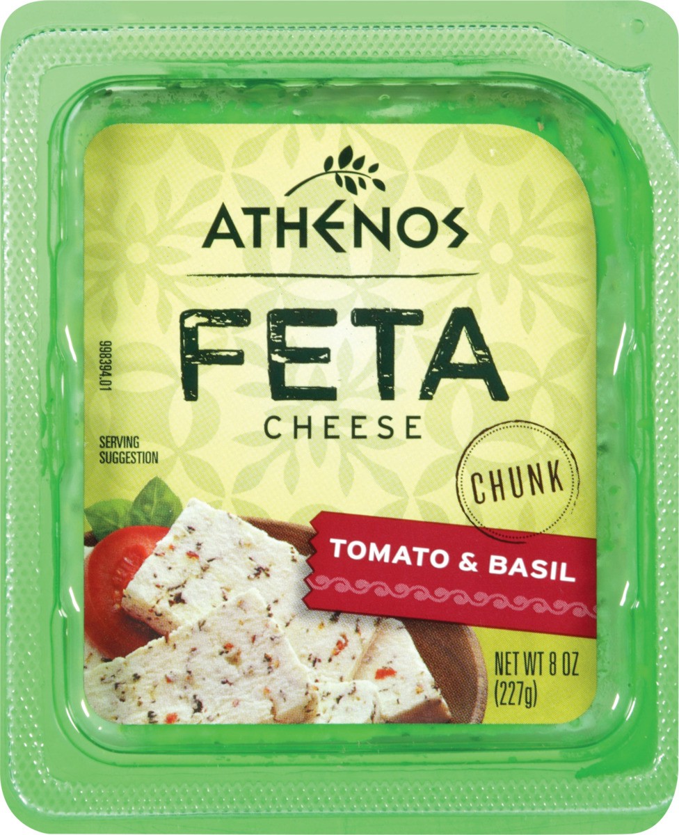 slide 7 of 8, Athenos Tomato & Basil Feta Cheese Chunk, 8 oz Tub, 8 oz