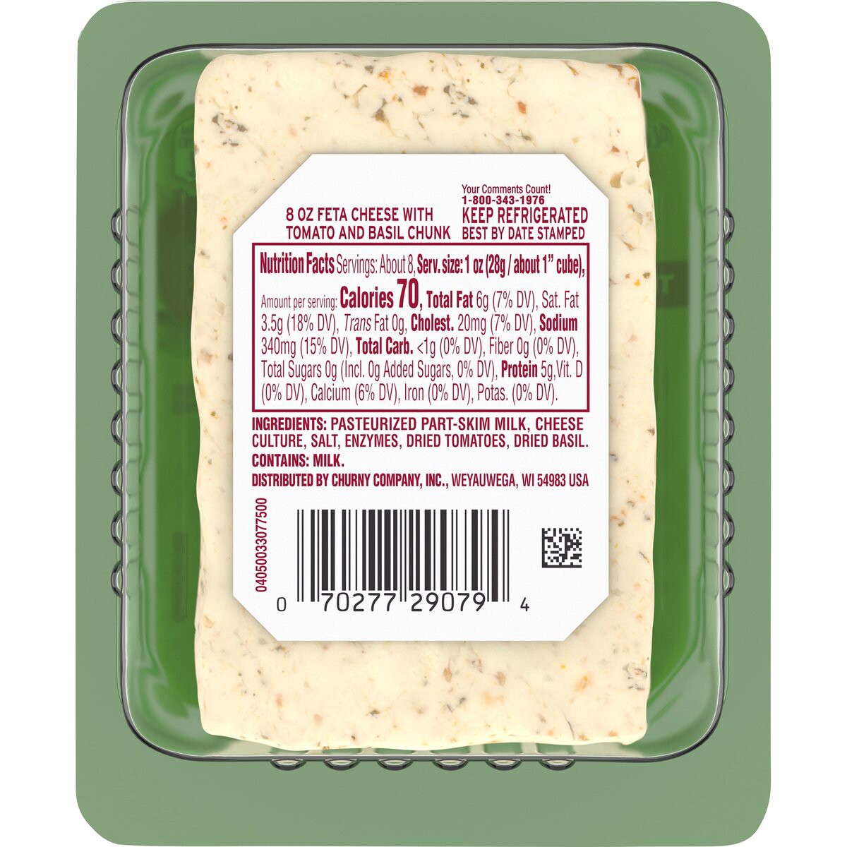 slide 8 of 8, Athenos Tomato & Basil Feta Cheese Chunk, 8 oz Tub, 8 oz