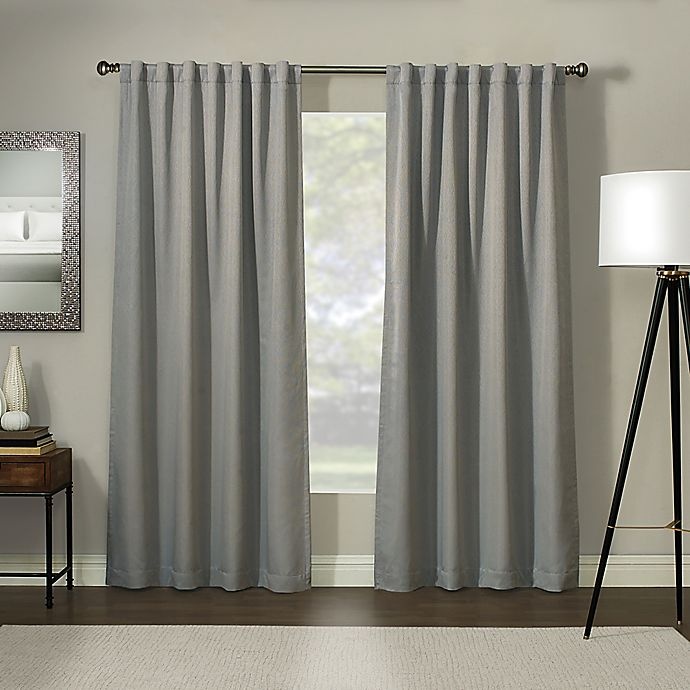 slide 1 of 2, Madeira 100% Blackout Rod Pocket Window Curtain Panel - Steel, 95 in