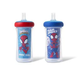Marvel The First Years Spidey & Friends Spill Proof Insulated Straw Sippy Cups - 2 pk, 9 oz