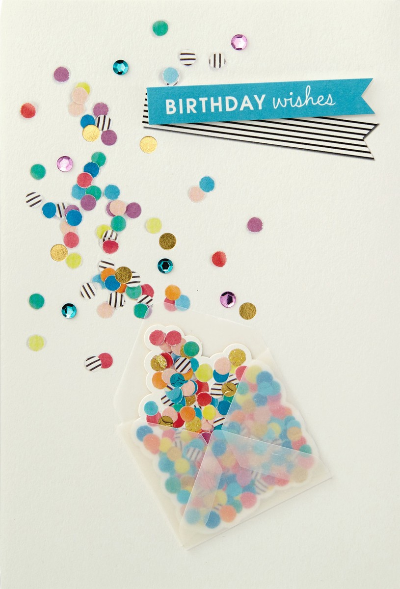 slide 1 of 5, Hallmark Birthday Card (Envelope with Confetti), 1 ct