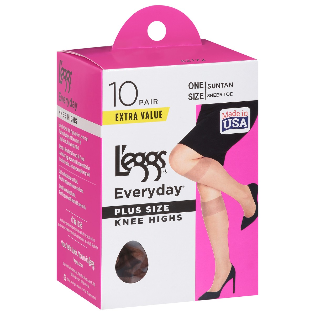 slide 6 of 9, L'eggs Leggs Knee High Pantyhose Suntan Plus, 10 ct