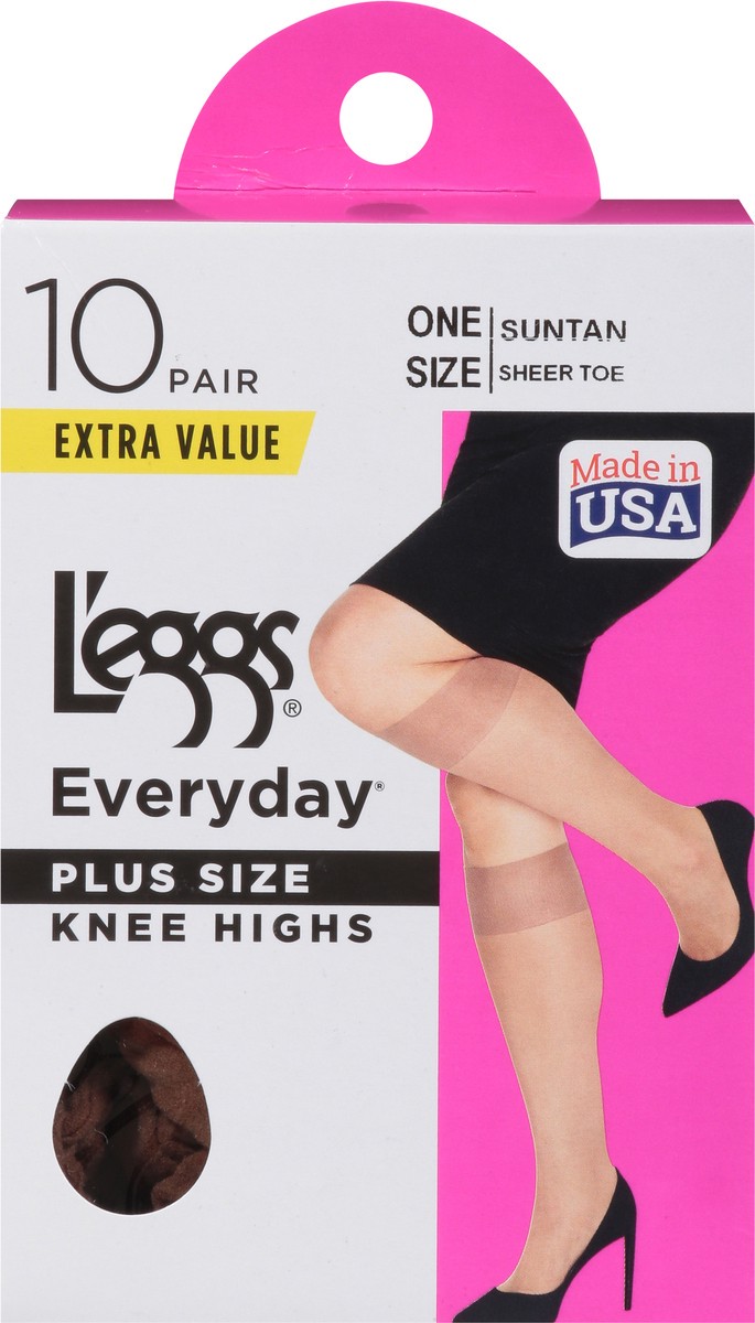 slide 7 of 9, L'eggs Leggs Knee High Pantyhose Suntan Plus, 10 ct