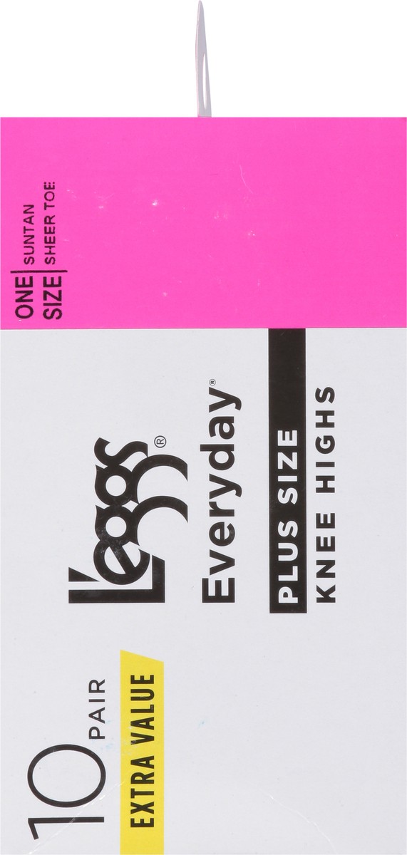 slide 2 of 9, L'eggs Leggs Knee High Pantyhose Suntan Plus, 10 ct