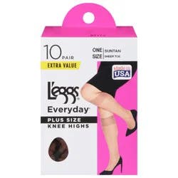 L'eggs Leggs Knee High Pantyhose Suntan Plus