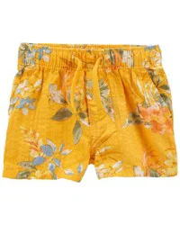Oshkosh Baby Floral Print Seersucker Drawstring Shorts Burnt Gold 24M