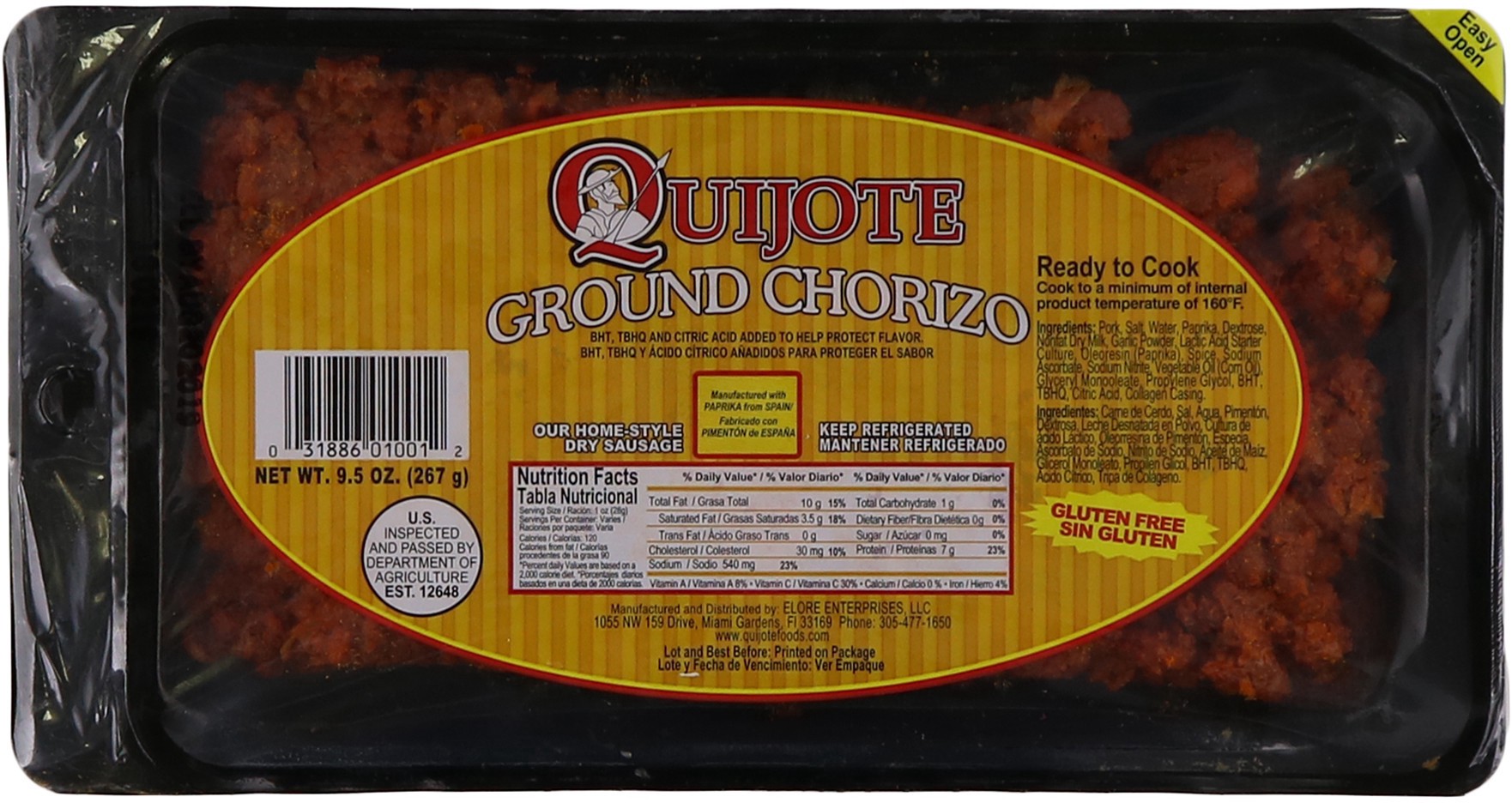 slide 1 of 1, Quijote Ground Chorizo Dry Sausage, 9.5 oz