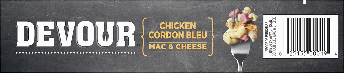 slide 2 of 11, DEVOUR Chicken Cordon Bleu Mac & Cheese Frozen Meal, 10.5 oz