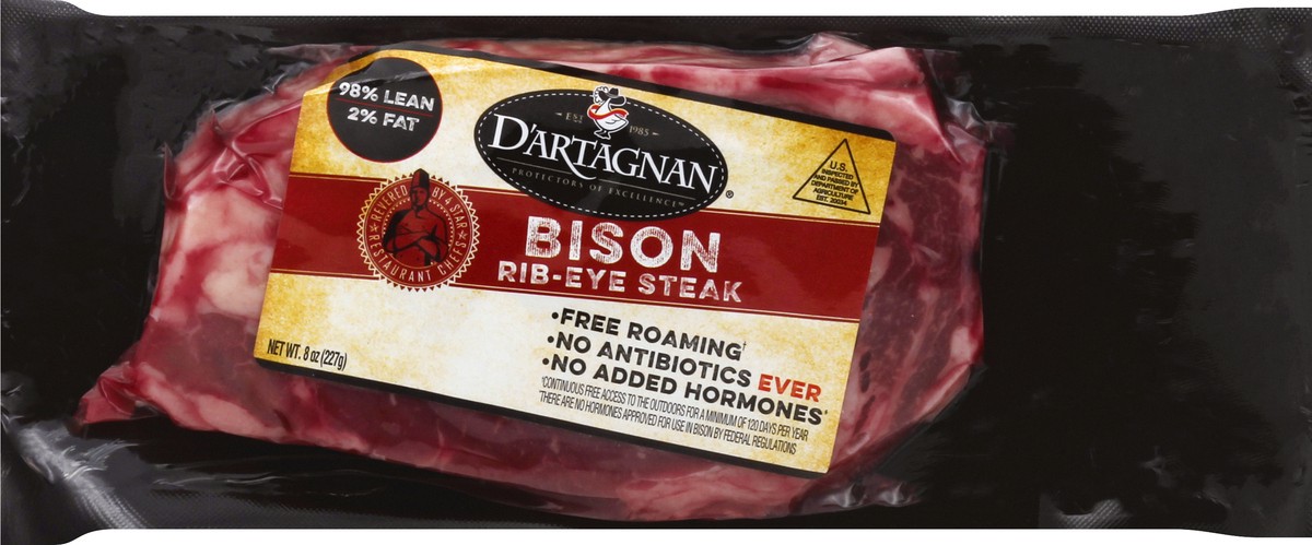 slide 6 of 9, D'Artagnan Rib-Eye Steak Bison 8 oz, 8 oz