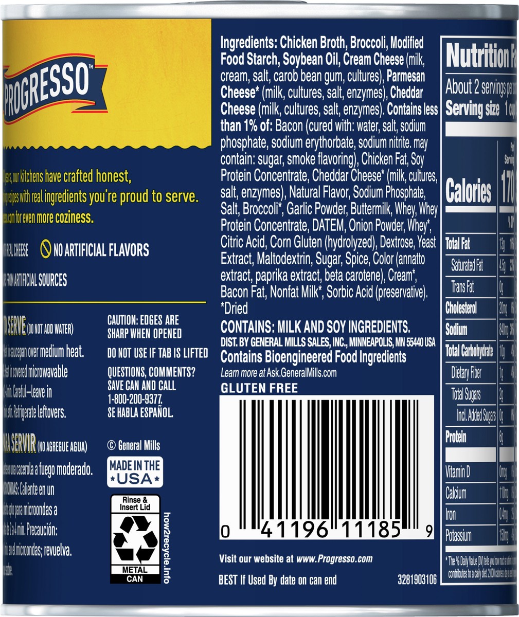 slide 5 of 9, Progresso Rich & Hearty Broccoli Cheese with Bacon, 18 oz