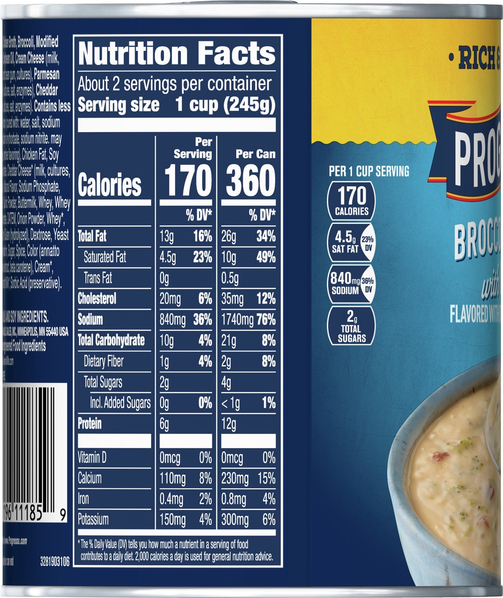 slide 7 of 9, Progresso Rich & Hearty Broccoli Cheese with Bacon, 18 oz