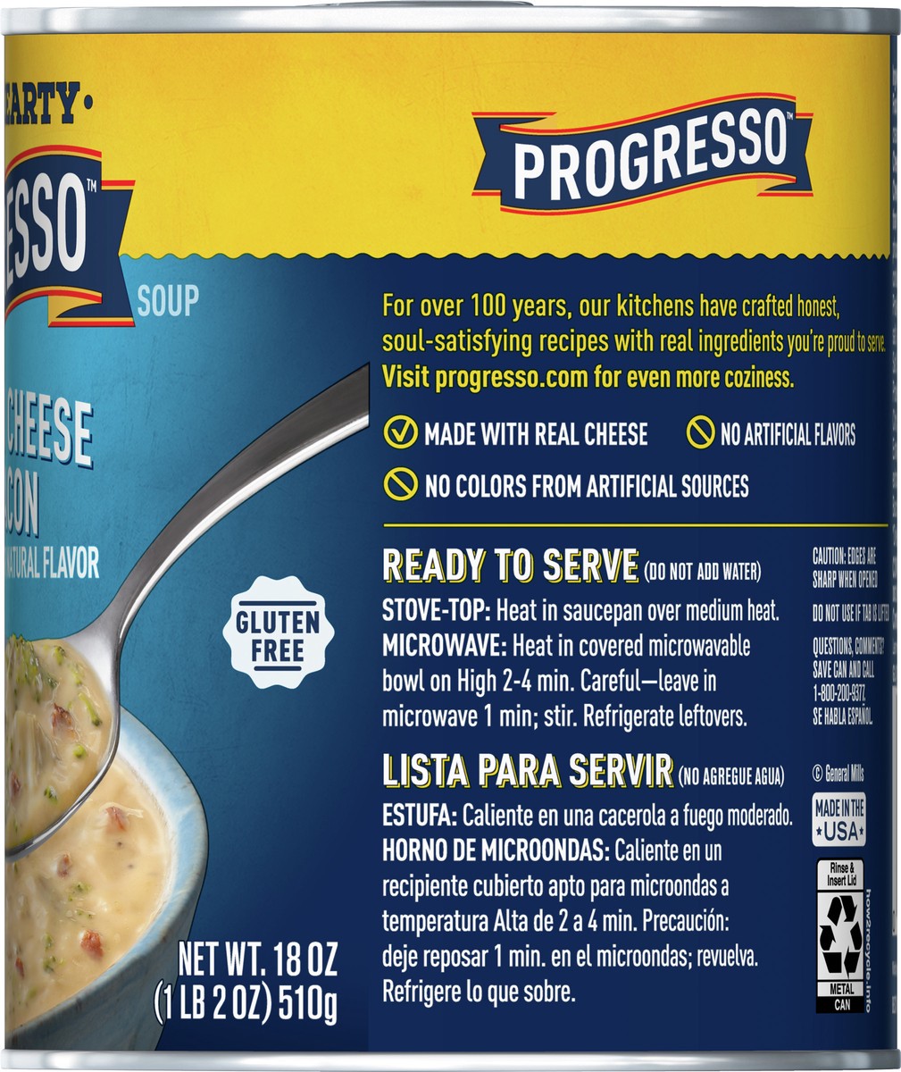 slide 8 of 9, Progresso Rich & Hearty Broccoli Cheese with Bacon, 18 oz