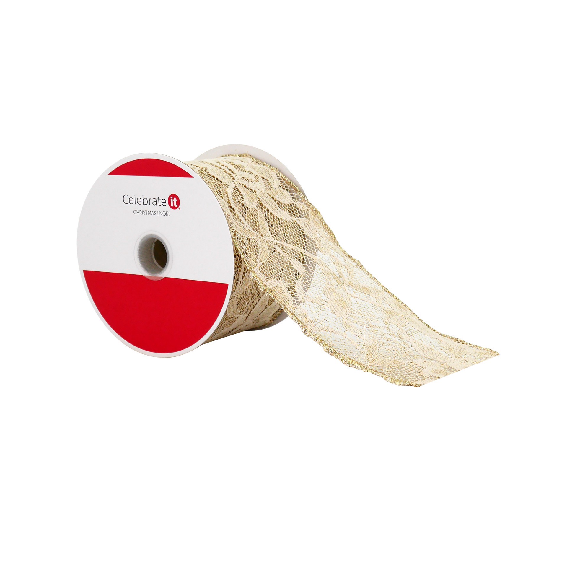 slide 3 of 3, 2.5" X 20ft. Linen Lace Wired Ribbon By Celebrate It, 2.5 in x 20 ft