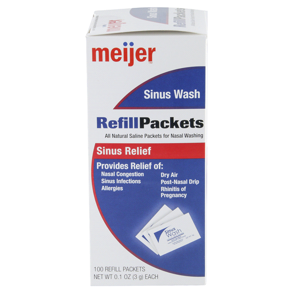 slide 4 of 17, Meijer Sinus Wash Saline Refill Packets, 100 ct