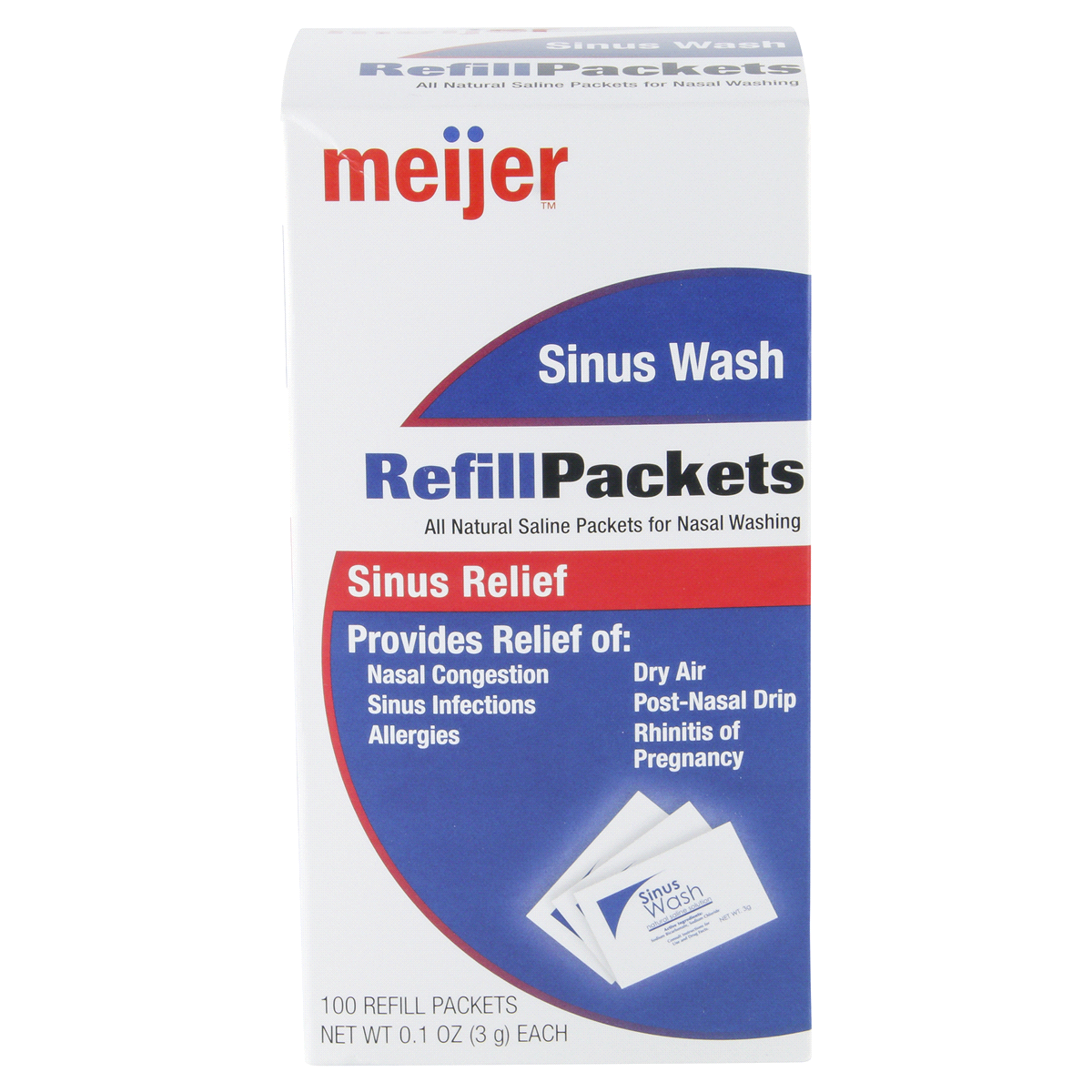 slide 1 of 17, Meijer Sinus Wash Saline Refill Packets, 100 ct