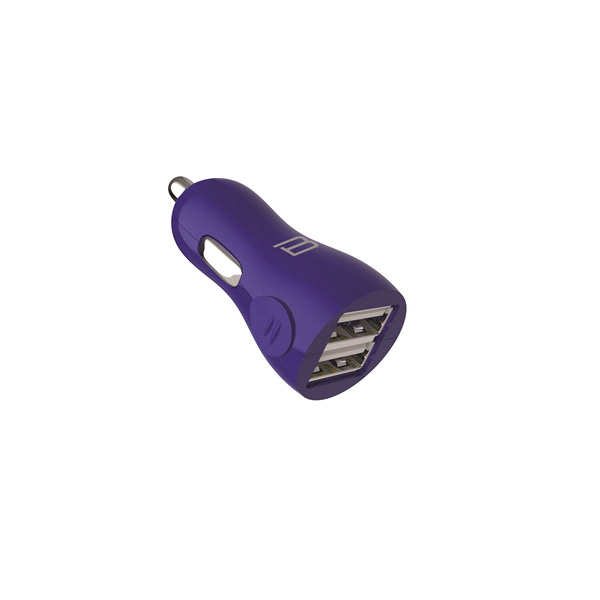 slide 1 of 1, Bytech Dual USB 2.4Amp Car Charger, Blue, 1 ct