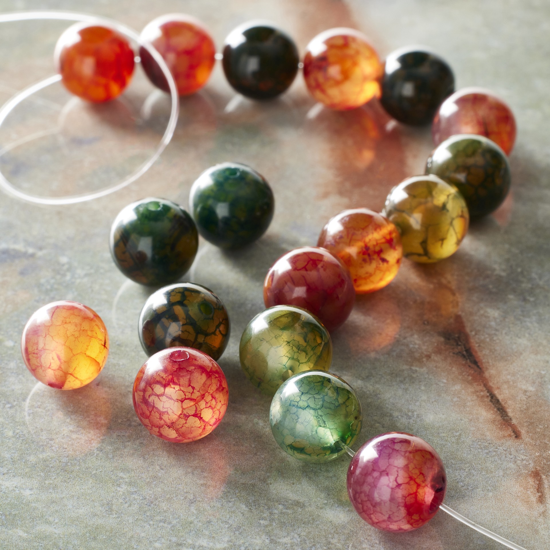 slide 3 of 3, Multicolor Agate Round Beads, 10mm By Bead Landing, 10mm