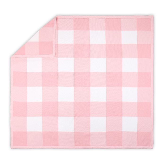 slide 1 of 3, The Peanutshell Farmhouse Knit Baby Blanket - Pink Check, 1 ct