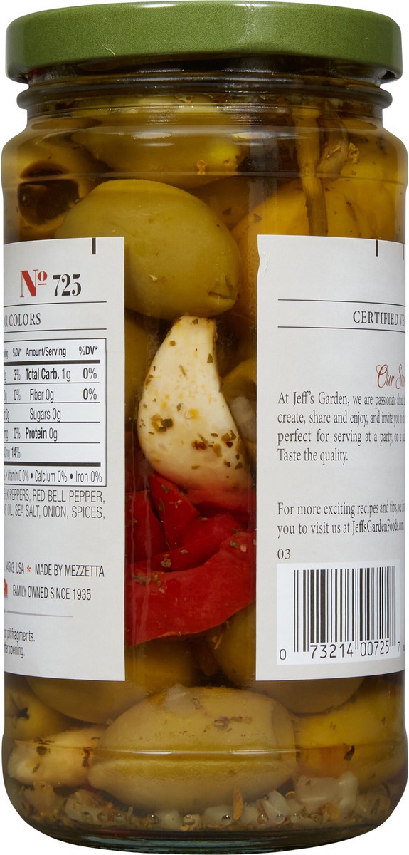 slide 3 of 7, Jeff's Garden Jeffs Naturals Spicy Italian Olive Antipasto, 12 oz