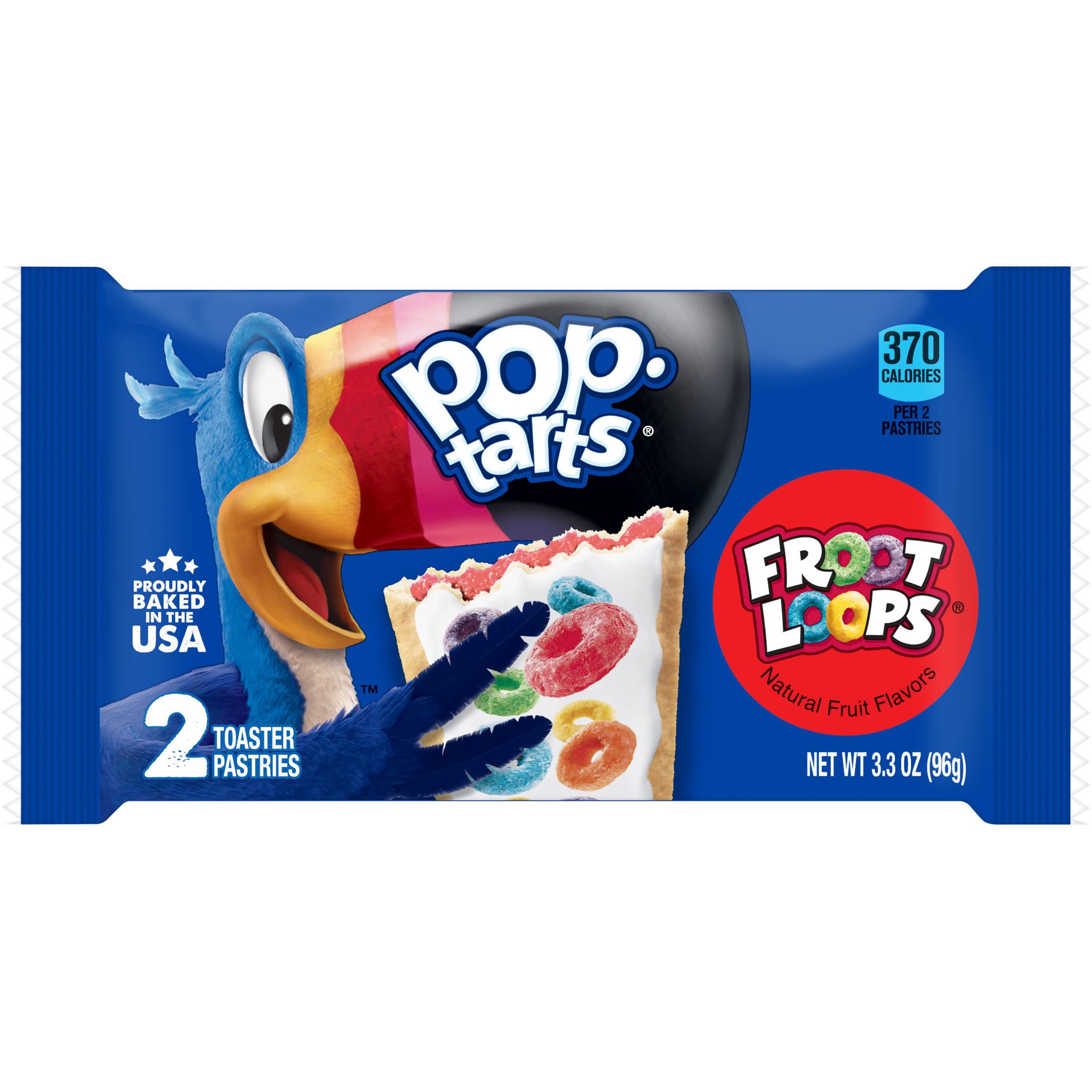 slide 1 of 10, Pop-Tarts Toaster Pastries, Frosted Froot Loops, 3.3 oz, 2 Count, 3.3 oz