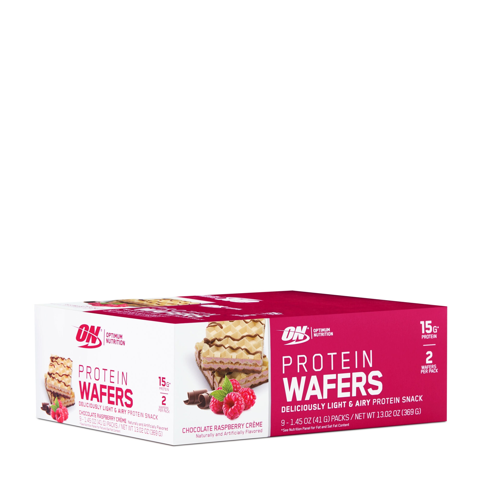 slide 1 of 1, Optimum Nutrition Protein Wafers - Chocolate Raspberry Crme, 9 ct