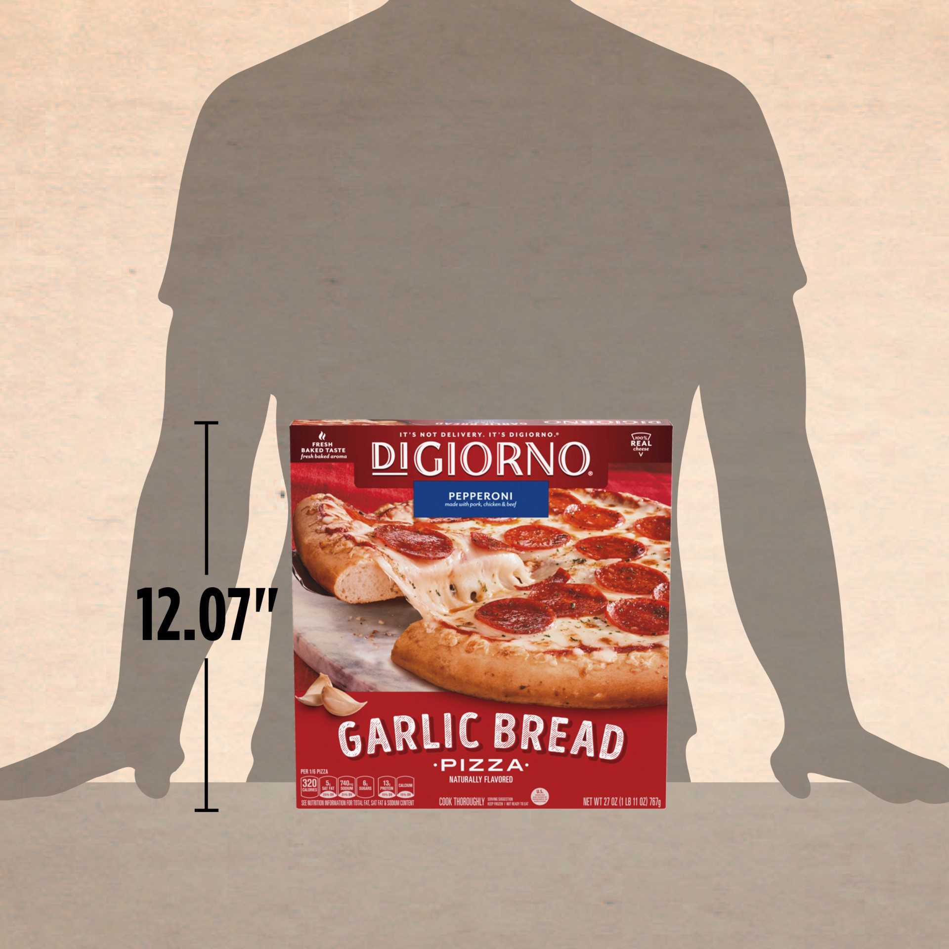 slide 2 of 7, DiGiorno Pepperoni Garlic Bread Pizza, 27 oz