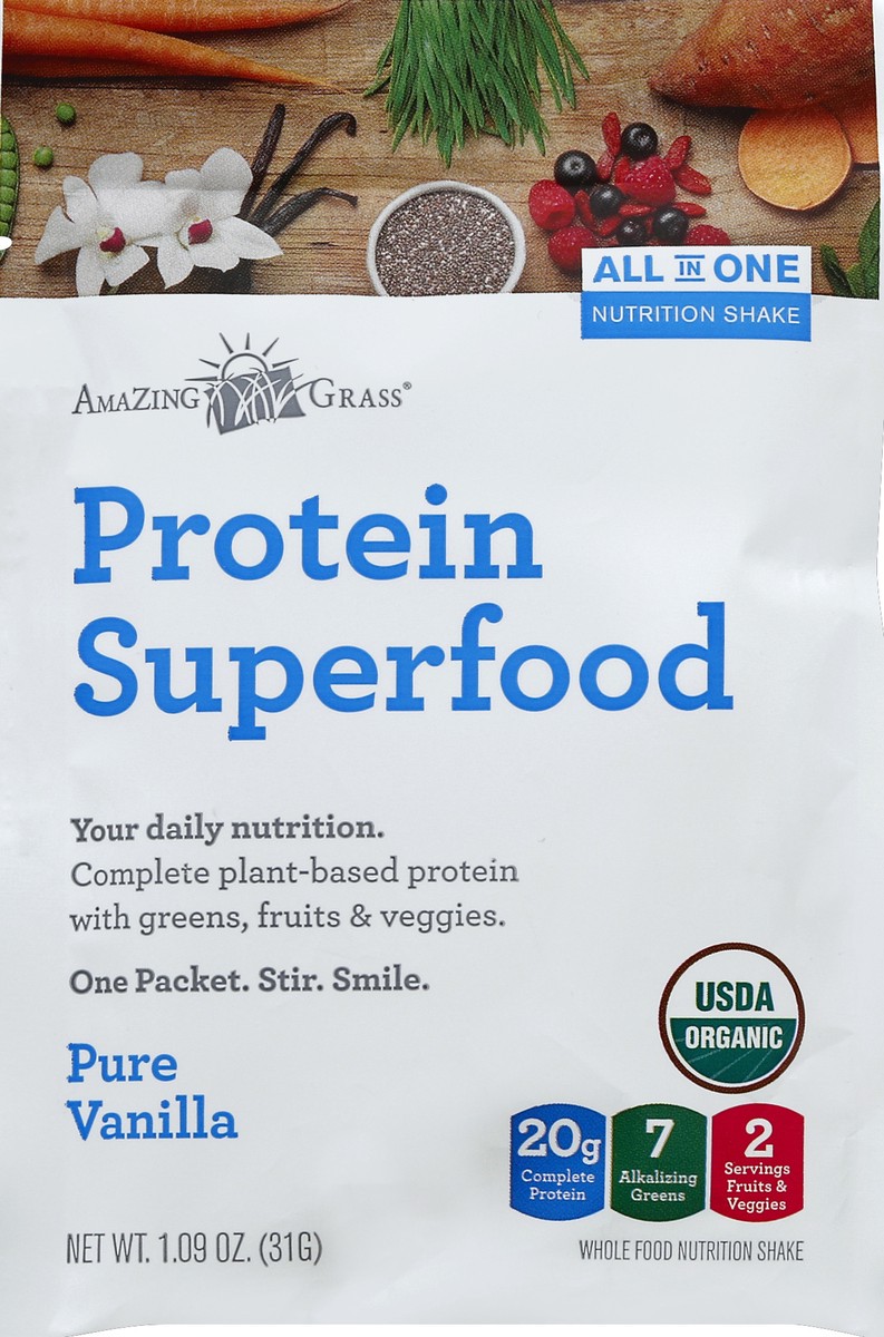 slide 2 of 2, Amazing Grass Pure Vanilla Protein Superfood, 1.09 oz