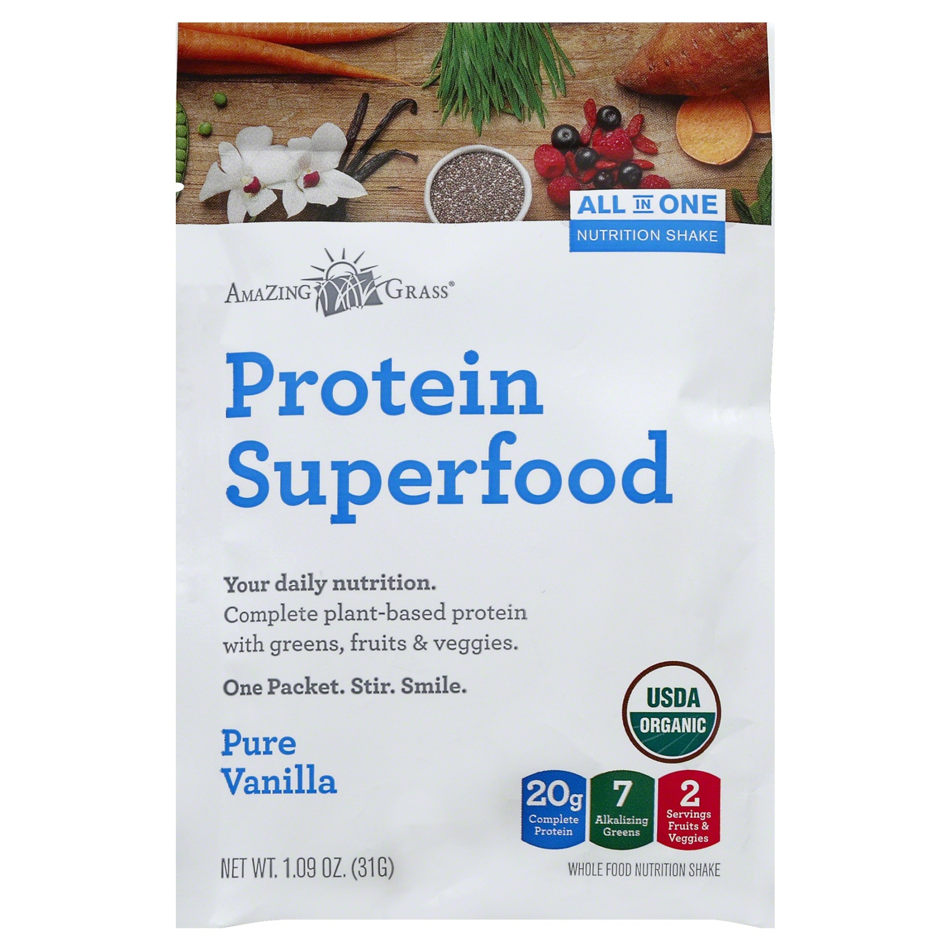 slide 1 of 2, Amazing Grass Pure Vanilla Protein Superfood, 1.09 oz