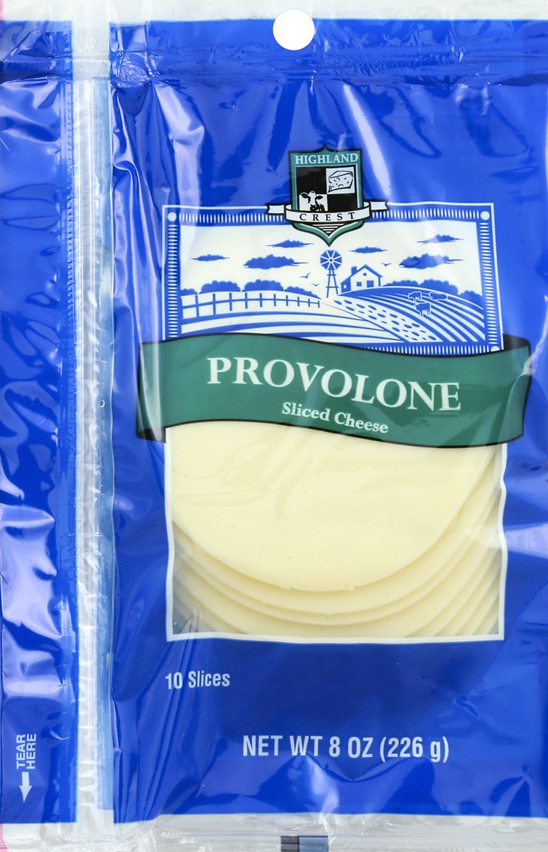 slide 2 of 3, Highland Crest Sliced Non-Smoked Provolone Cheese 10 ea, 10 ct