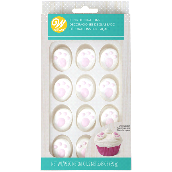 slide 1 of 1, Wilton Easter Bunny Feet Icing Decorations, 24 ct