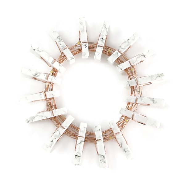 slide 1 of 2, Office Depot Brand Photo Clip String Lights, 15', Assorted Marble/Rose Gold Colors, 1 ct