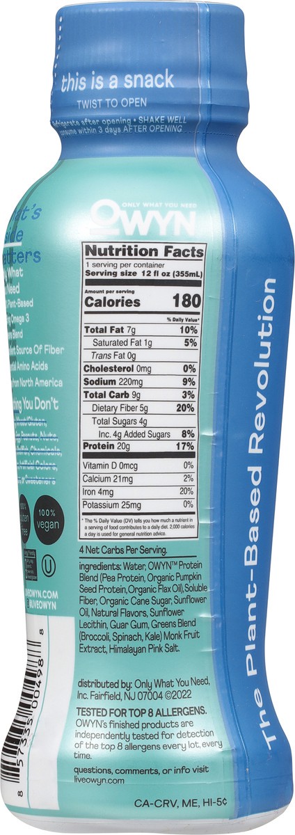 slide 2 of 12, OWYN Smooth Vanilla Plant-based Protein Drink, 12 fl oz
