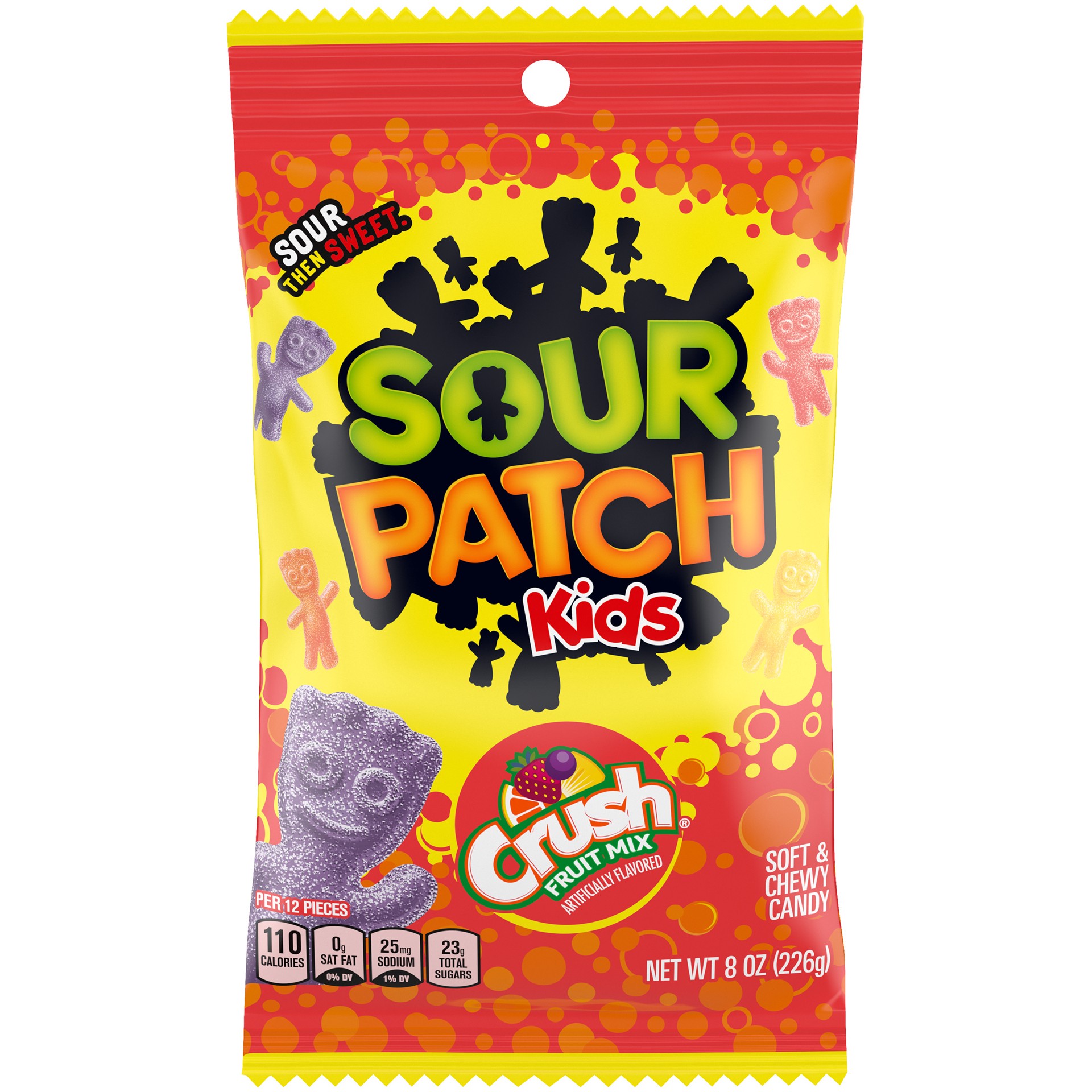 slide 1 of 9, SOUR PATCH KIDS Candy, Crush Fruit Mix Flavor, 1 Bag (8 oz.), 0.5 lb