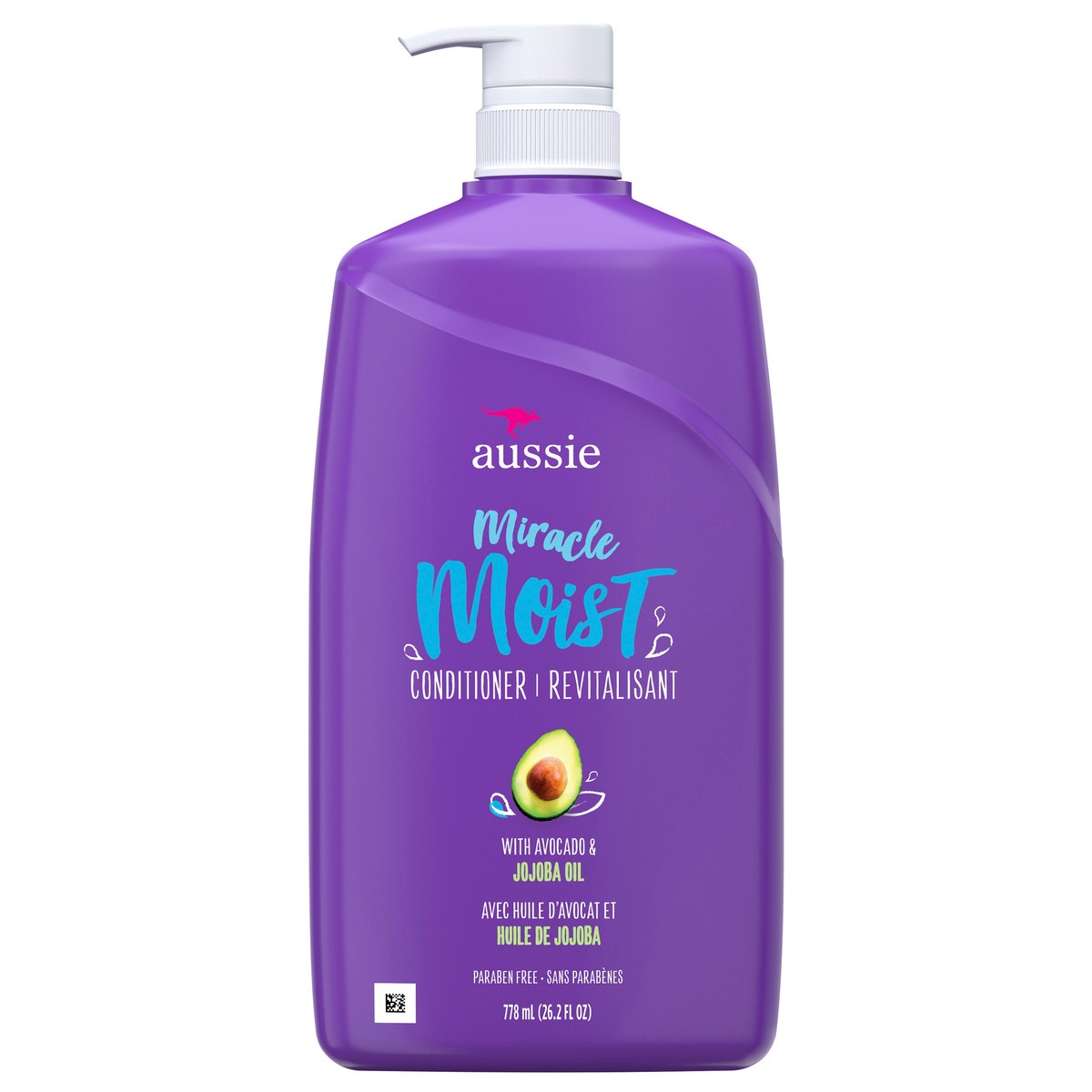 slide 1 of 3, Aussie Miracle Moist with Avocado & Jojoba Oil, Paraben Free Conditioner, 26.2 fl oz, 26.20 fl oz