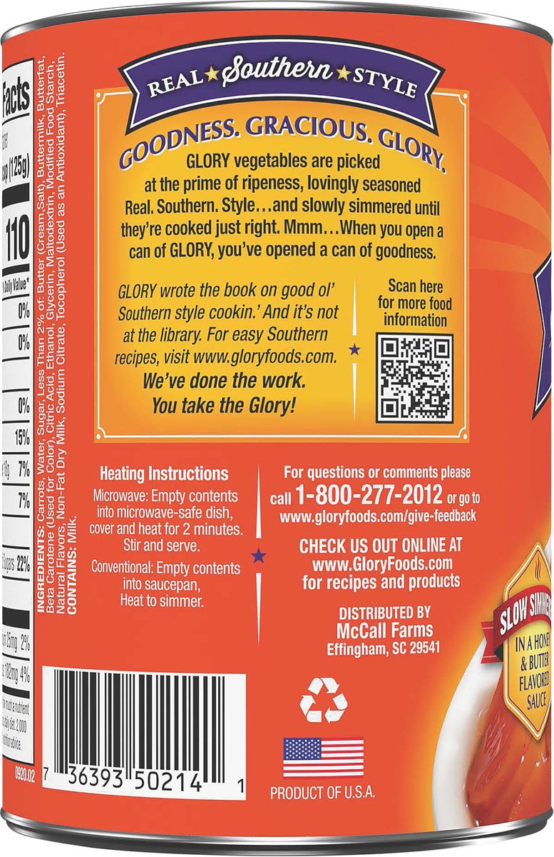 slide 3 of 5, Glory Foods Seasoned Honey Carrots, 15 oz