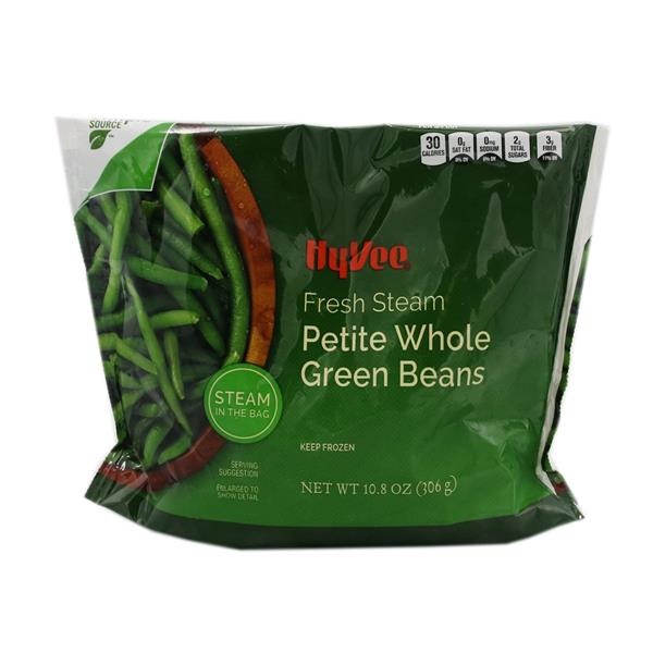 slide 1 of 1, Hy-Vee Fresh Steam Petite Whole Green Beans, 10.8 oz