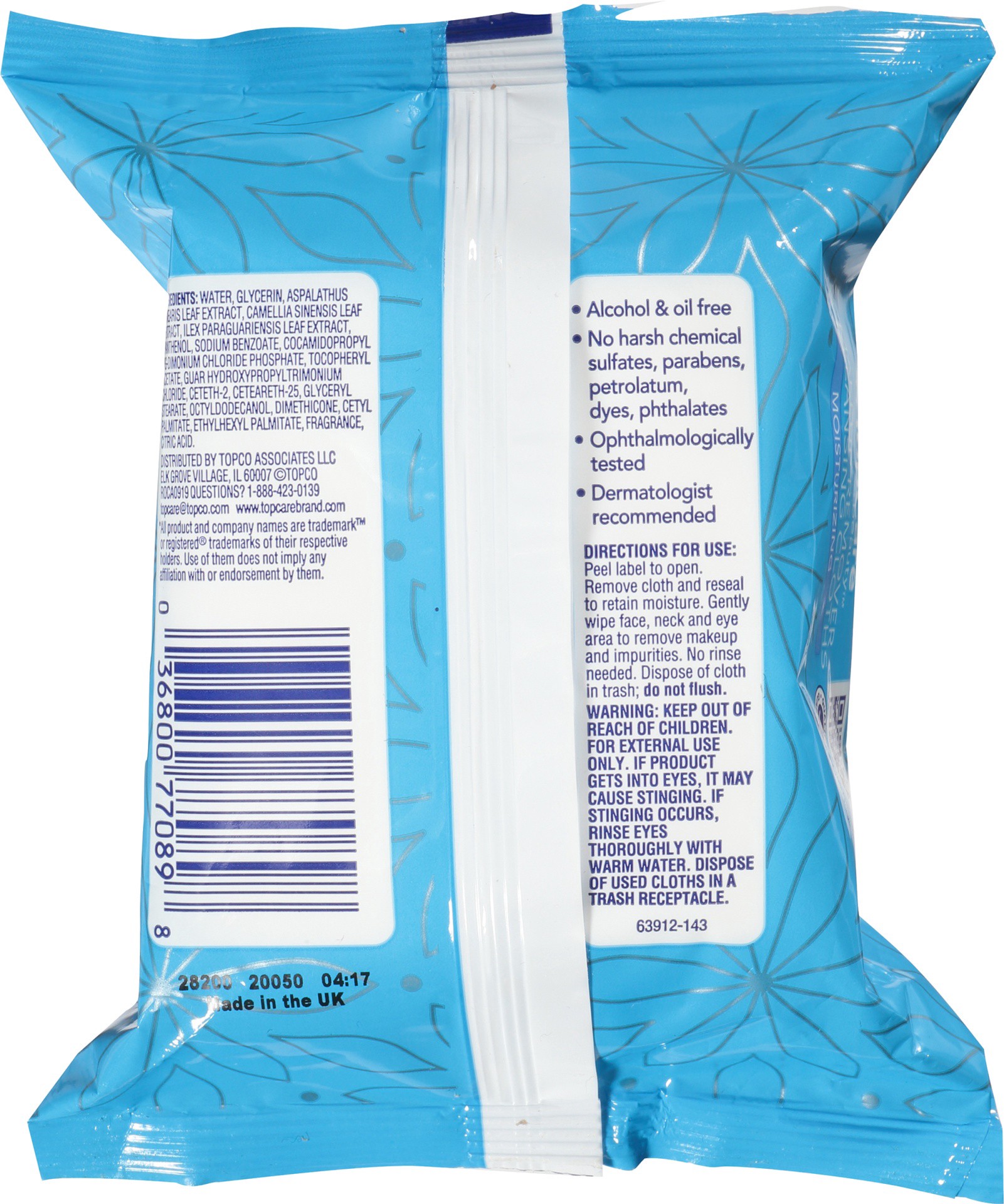 slide 5 of 6, TopCare Beauty Moisturizing Makeup Remover & Cleansing Cloths 30 ea, 30 ct