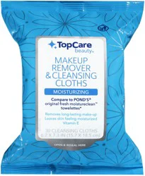 TopCare Beauty Moisturizing Makeup Remover & Cleansing Cloths 30 ea