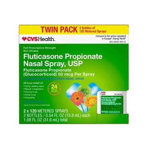 slide 1 of 1, CVS Health Fluticasone Propionate (Glucocorticoid), 50 Mcg Per Spray 2 Pk, 2 ct