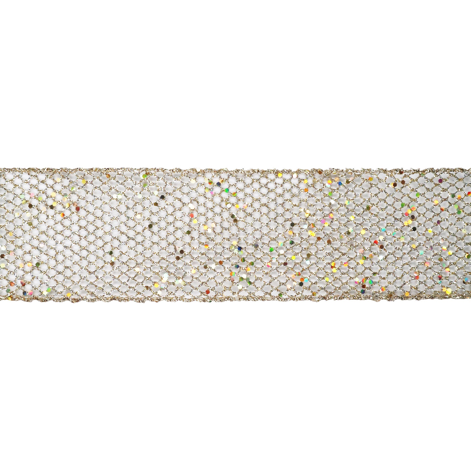 slide 2 of 3, 2.5" X 20ft. Champagne Wired Mesh Ribbon By Celebrate It, 2.5 in x 20 ft