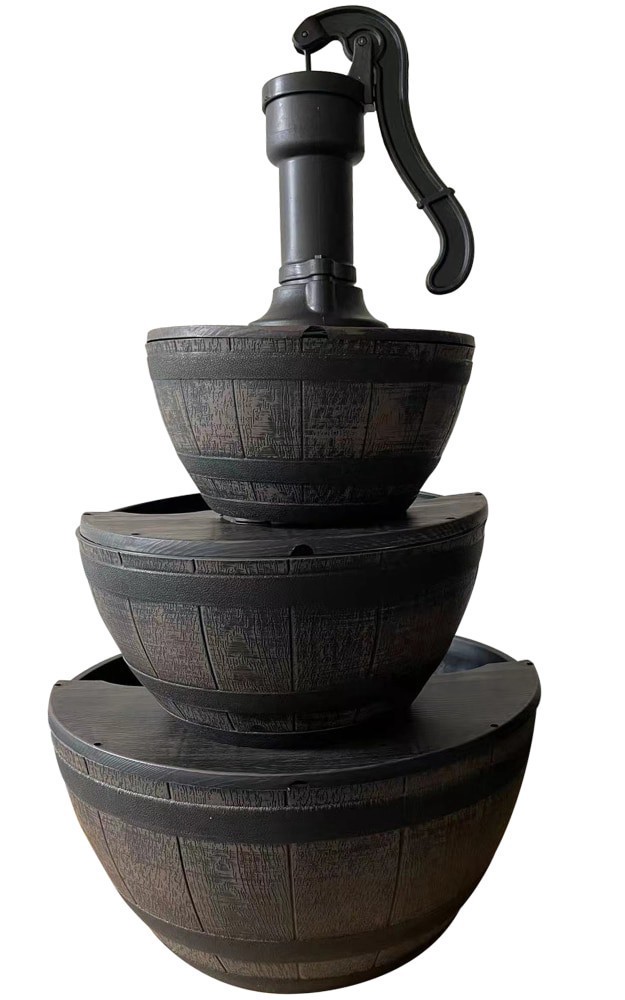 slide 3 of 3, Hd Outdoors 3-Tier Water Barrel Fountain, 1 ct