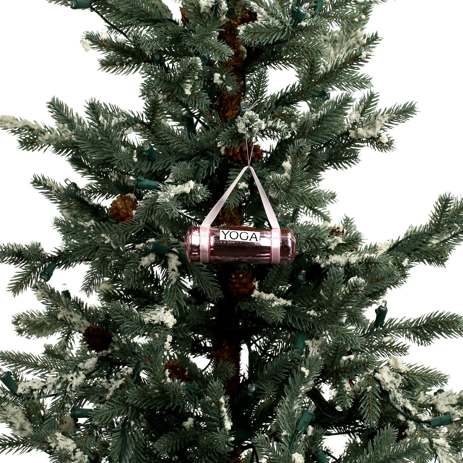 slide 4 of 4, 3.75" Pink Glass Yoga Mat Ornament By Ashland, 3.75 in