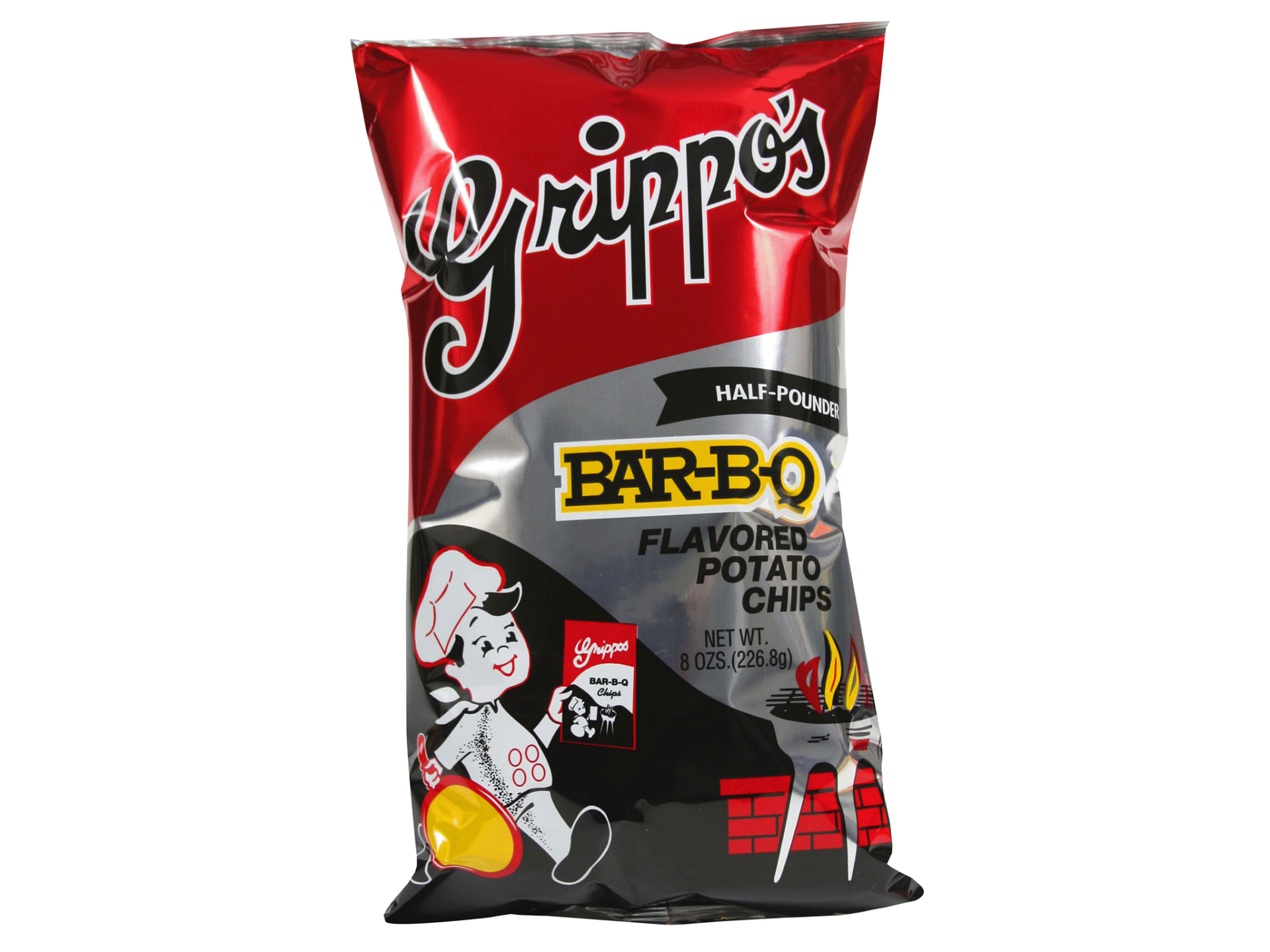 slide 1 of 1, Grippo's Bar-B-Q Flavored Potato Chips, 8 oz