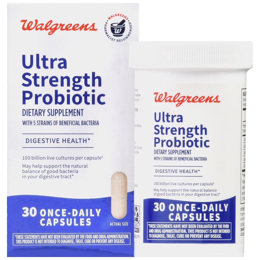 slide 1 of 5, Walgreens Ultra Strength Probiotic Once-Daily Capsules, 30 ct