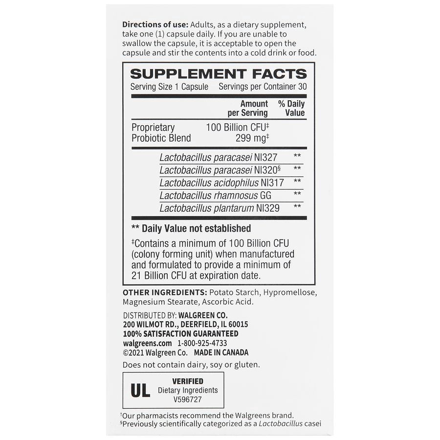 slide 5 of 5, Walgreens Ultra Strength Probiotic Once-Daily Capsules, 30 ct