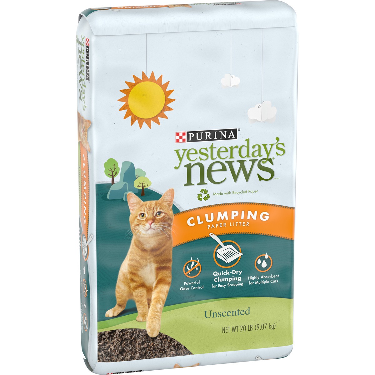 slide 2 of 9, Purina Yesterday's News Clumping Paper Litter, Unscented, 20 lb