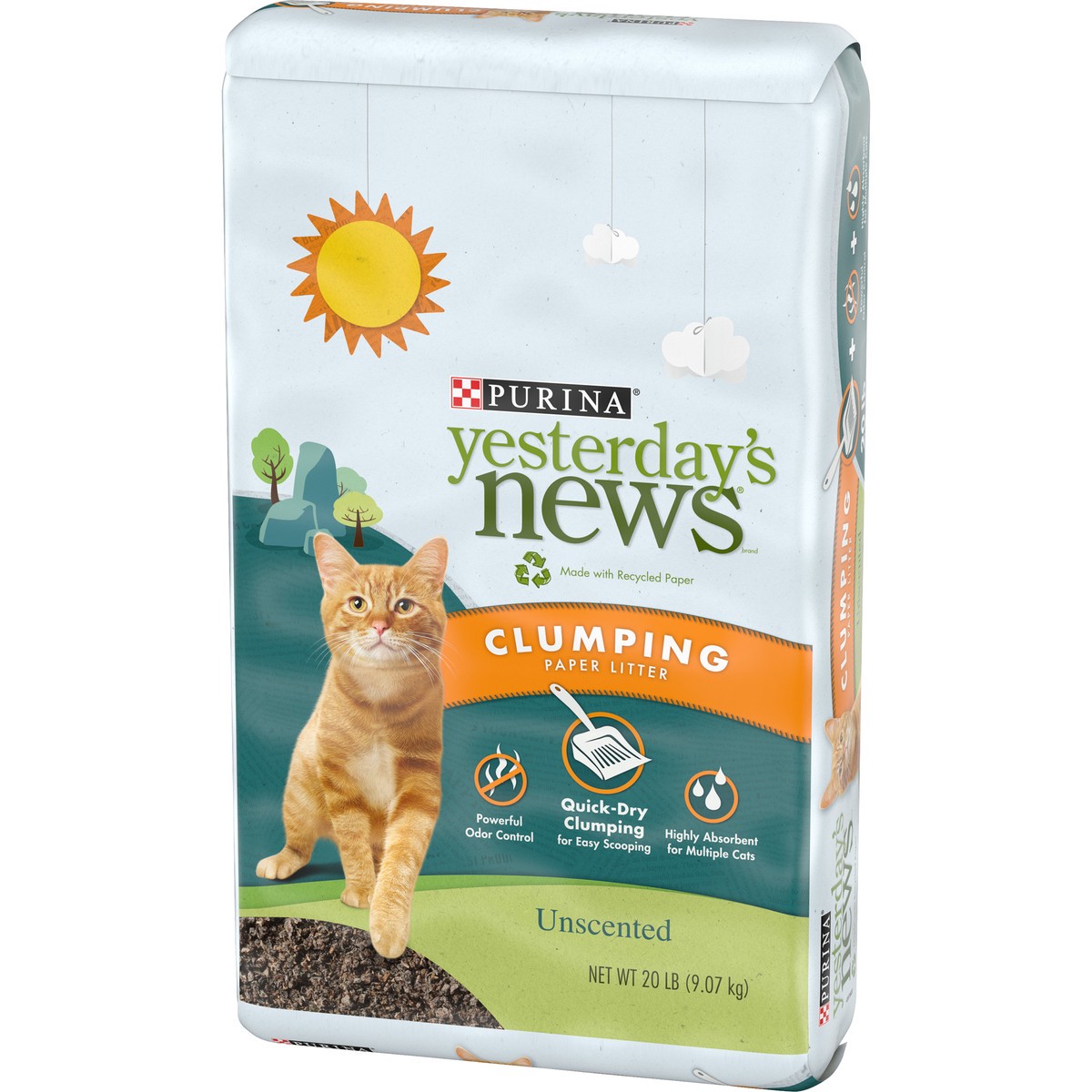 slide 3 of 9, Purina Yesterday's News Clumping Paper Litter, Unscented, 20 lb