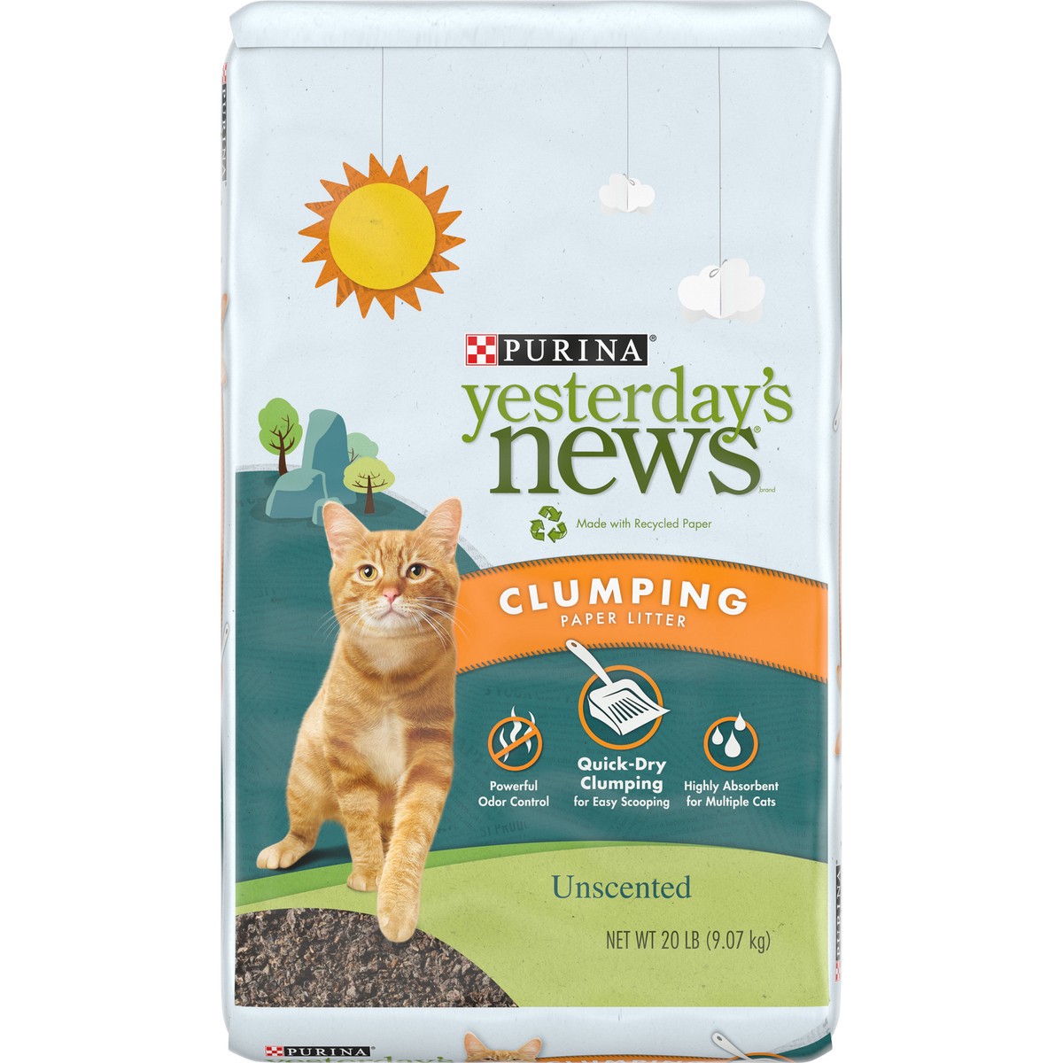 slide 6 of 9, Purina Yesterday's News Clumping Paper Litter, Unscented, 20 lb