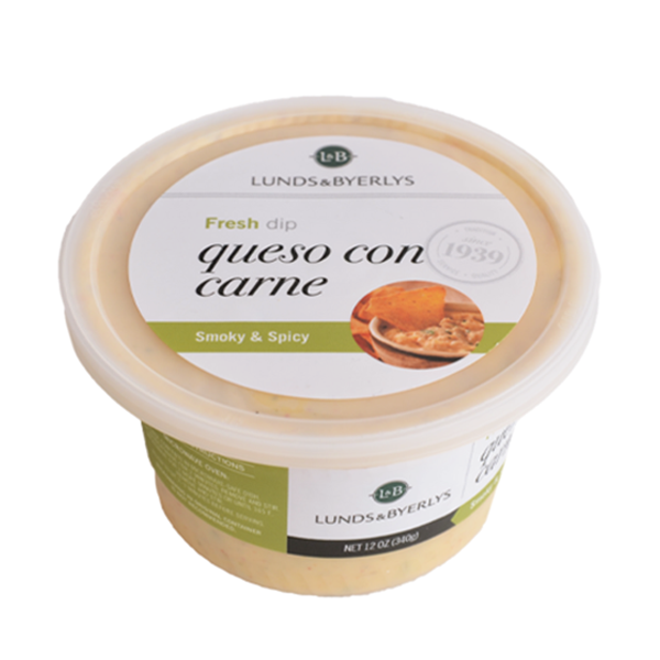 slide 1 of 1, L&B Queso Con Carne Cheese Dip, 12 oz